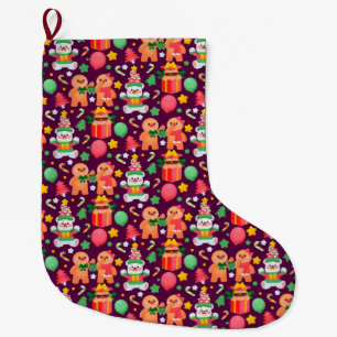 Grande Chaussette De Noël Joli Motif de Noël Grande réserve de Noël