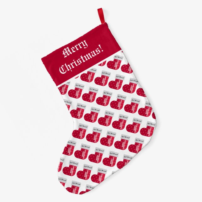 Grande Chaussette De Noël Joli Motif de Noël rouge et blanc (Dos (Accrochage))