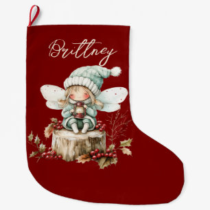 Grande Chaussette De Noël Jolie fée de Noël de la forêt