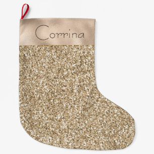 Grande Chaussette De Noël Jolie Parties scintillant Glam Gold