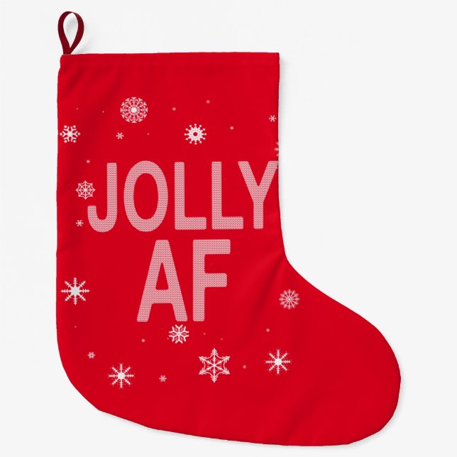 Grande Chaussette De Noël Jolly AF Funny Ugly Sweat de Noël (Devant)