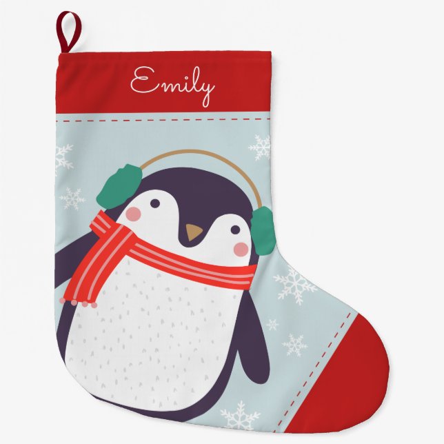 Grande Chaussette De Noël Jolly Penguin (Devant)