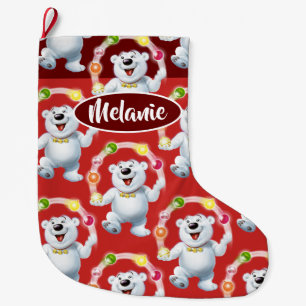 Grande Chaussette De Noël Jonglage de l'ours polaire coutumes filles de Noël