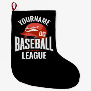 Grande Chaussette De Noël Joueur de baseball personnalisé NOM Équipe Champ C