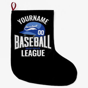 Grande Chaussette De Noël Joueur de baseball personnalisé NOM Équipe Champ C