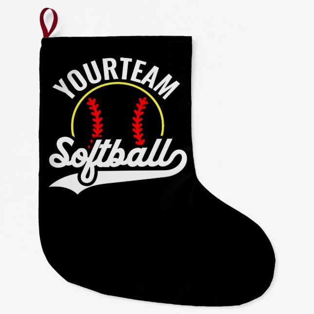 Grande Chaussette De Noël Joueur de l'équipe de softball AJOUTER UN NOM Ligu (Devant)