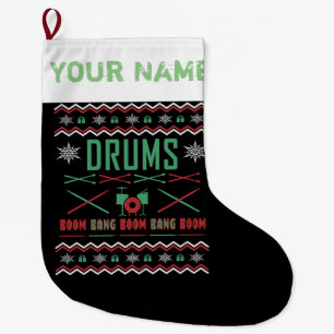 Grande Chaussette De Noël Joueur de tambours style de pull de Noël moche