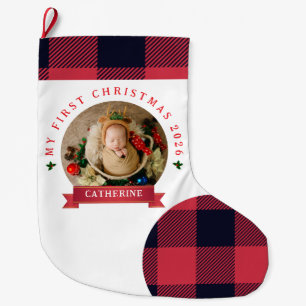 Grande Chaussette De Noël Jour de Noël du bébé rouge 1 Photo Noël