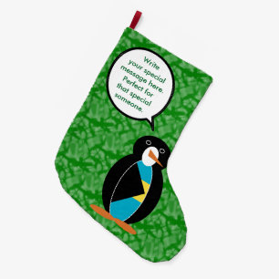 Grande Chaussette De Noël Jour férié du drapeau bahaméen Mme Penguin parlant