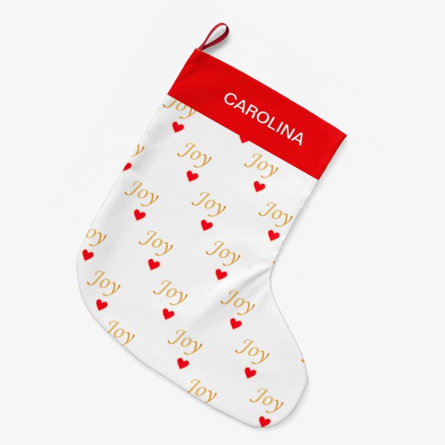 Grande Chaussette De Noël Joy Motif de coeur (Devant (Accrochage))