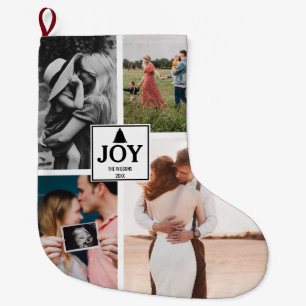 Grande Chaussette De Noël Joy Noël Famille Photo Collage Noël