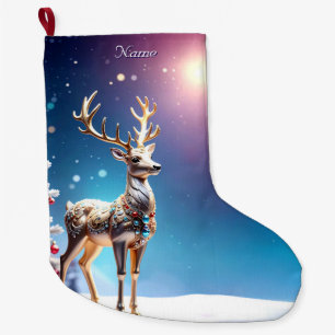 Grande Chaussette De Noël Joyaux de rennes Noël Jours fériés Stocker