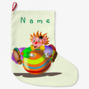 Grande Chaussette De Noël Joyeux Clown Noël Stocker avec un nom personnalisé