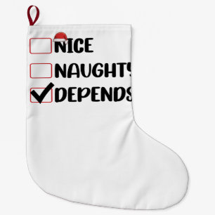 Grande Chaussette De Noël Joyeux Mauvais Dépend de Père Noël Liste de Noël