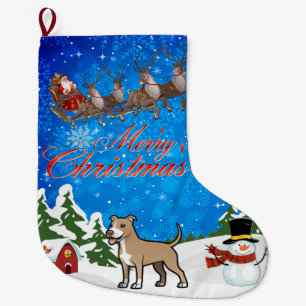 Grande Chaussette De Noël Joyeux Noël américain Pitbull Terrier