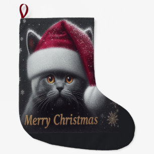 Grande Chaussette De Noël Joyeux Noël Bombay Chat, Noël Père Noël Bombay Cha
