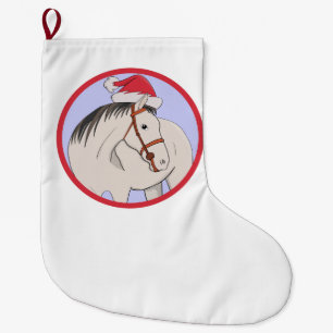 Grande Chaussette De Noël Joyeux Noël Cheval