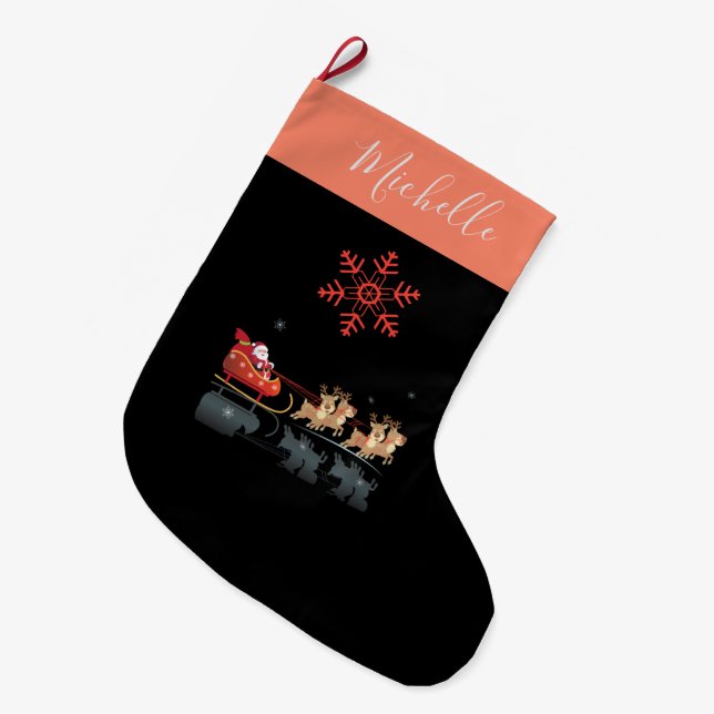 Grande Chaussette De Noël Joyeux Noël et bonne année ! Cadeaux Père Noël (Devant (Accrochage))