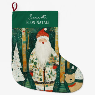 Grande Chaussette De Noël Joyeux Noël personnalisé italien vintage Père Noël