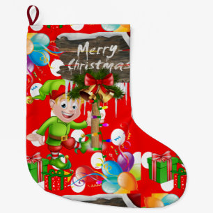 Grande Chaussette De Noël Joyeux Noël Stocker, Elfe de Noël
