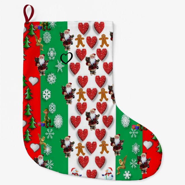Grande Chaussette De Noël Joyeux Noël Stocker Père Noël (Devant)