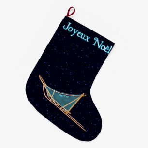 Grande Chaussette De Noël Joyeux Noël - Traîneau à Chiens