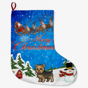 Grande Chaussette De Noël Joyeux Noël Yorkie