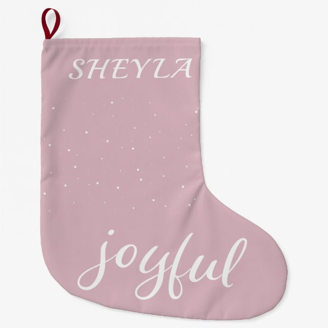 Grande Chaussette De Noël Joyeux Pastel Pink Script Noël (Devant)