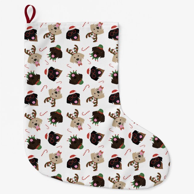 Grande Chaussette De Noël Joyeux Pawlidays Labrador Retriever Dogs (Devant)