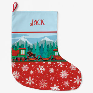 Grande Chaussette De Noël Joyeux train de Noël et Scotty Dog