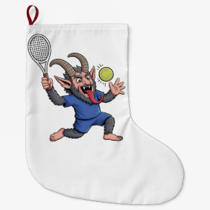 Grande Chaussette De Noël Krampus effrayant jouant au tennis Noël