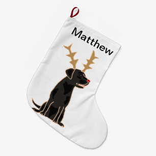 Grande Chaussette De Noël Laboratoire noir drôle avec Noël d'andouillers d