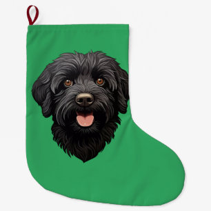 Grande Chaussette De Noël Labradoodle Chien noir