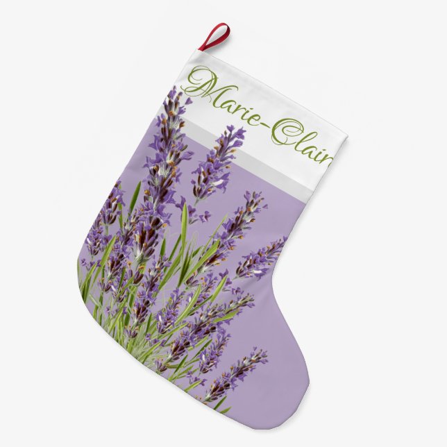 Grande Chaussette De Noël Lavande française personnalisée violette (Devant (Accrochage))