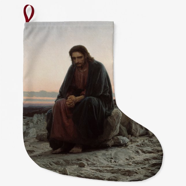 Grande Chaussette De Noël Le Christ dans le désert (par Ivan Kramskoi) (Devant)