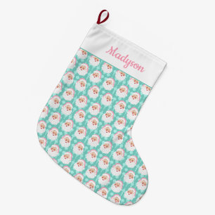 Grande Chaussette De Noël Le Père Noël en Casquette rose Noël