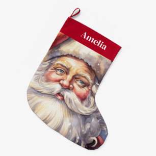 Grande Chaussette De Noël Le Père Noël rétro dans un Noël Casquette rouge