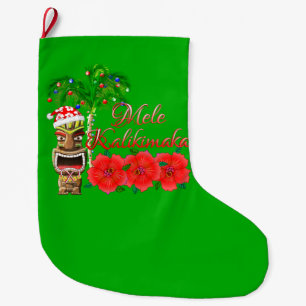 Grande Chaussette De Noël Le Père Noël Tiki Mele Kalikimaka