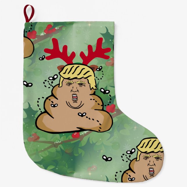 Grande Chaussette De Noël le renne de caca donald trump (Devant)