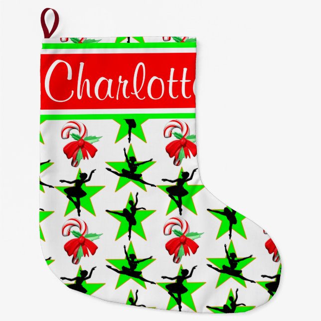 GRANDE CHAUSSETTE DE NOËL LE SUCRE DE CANNE BALLET PERSONNALISÉ LE STOCKAGE  (Devant)