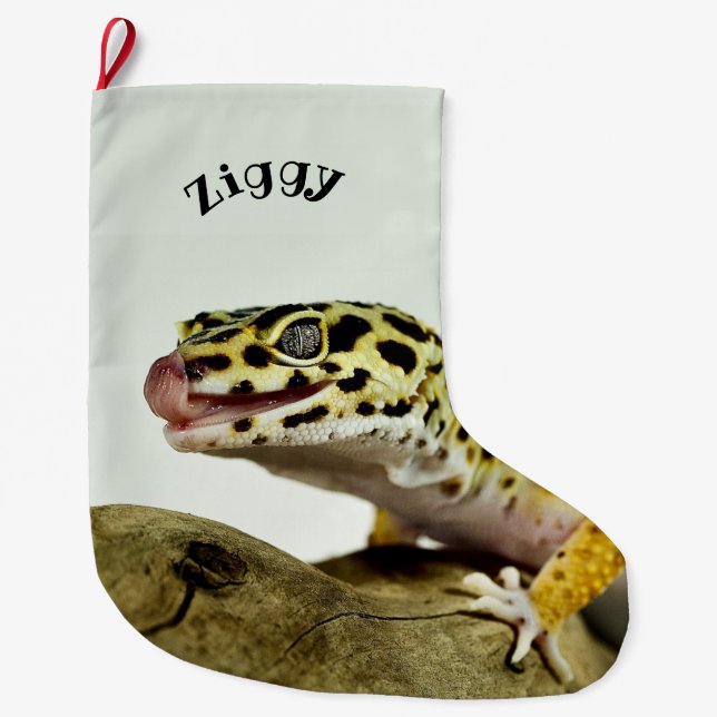 Grande Chaussette De Noël Leopard personnalisé Gecko Lizard (Devant)