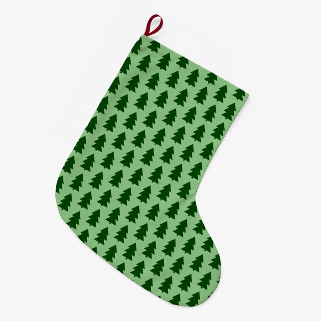Grande Chaussette De Noël Les arbres de Noël verts (Devant (Accrochage))
