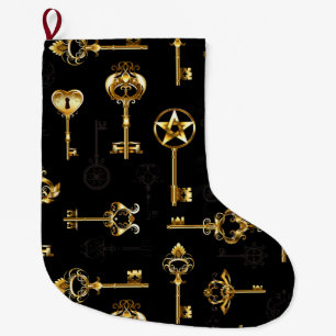Grande Chaussette De Noël Les Patters de Seamless avec Golden Keys
