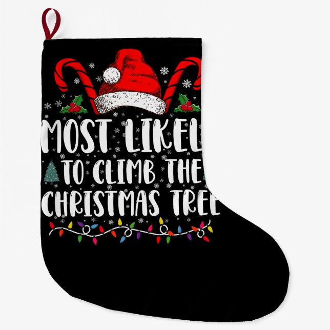 Grande Chaussette De Noël Les Plus Susceptibles D'Grimper À L'Arbre De Noël (Devant)