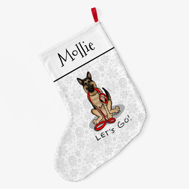 Grande Chaussette De Noël Let's Go! Walk German Shepherd Dog (black tan) (Dos (Accrochage))