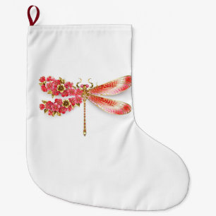 Grande Chaussette De Noël libellule de fleurs avec sakura de bijoux