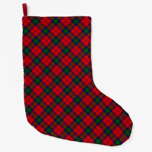 Grande Chaussette De Noël Lindsay tartan rouge vert plaid