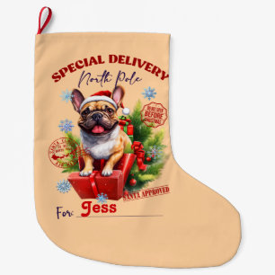 Grande Chaussette De Noël Livraison de Bulldog North Pôle français