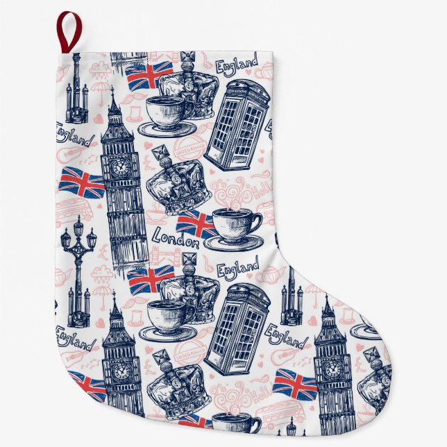 Grande Chaussette De Noël Londres, Angleterre (Devant)