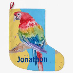 Grande Chaussette De Noël Macaws Macaw Parrot Boys Nom Noël Stocker